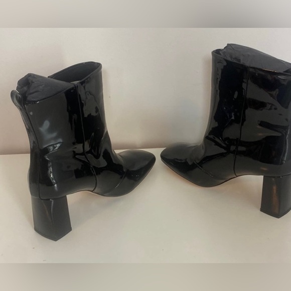Good American / New Patent Leather Square Toe Booties / Fall Winter Ankle Boots - Picture 5 of 6